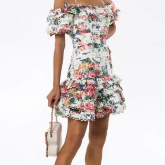 Zimmermann Dresses & Skirts - SOLD ‼️ $895.00 NWT Zimmermann Allia Floral Printuck Mini Dress Linen US XS AU 0